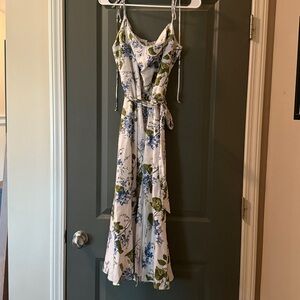 Reformation White and Green Lace Trim Dress from Anthropology